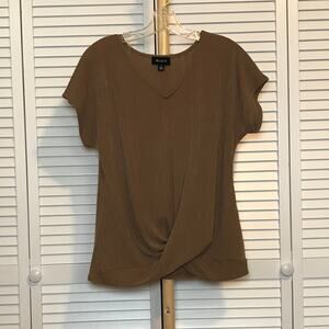 Misia Brown V-neck Short Sleeve T-shirt L